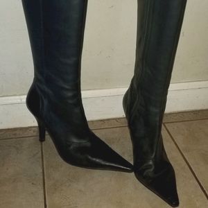 Like New Nine West Knee High Leather Pointy Toe Boots